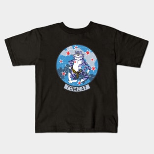 Grumman F-14 Tomcat - Aggressor Patch - Grunge Style Kids T-Shirt